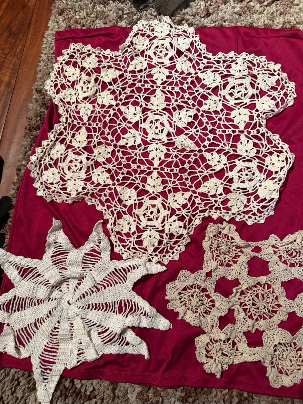 Vintage-Inspired Cream Crochet Doily Holiday Accent
